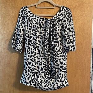 White House Black Market Leopard Print Women's Top